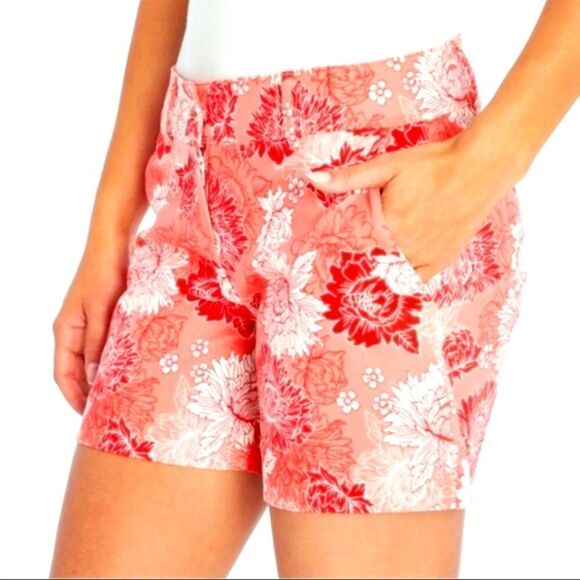 BRAND NEW ISAAC MIZRAHI PEONY FLORAL MIDI SHORT - Picture 1 of 14